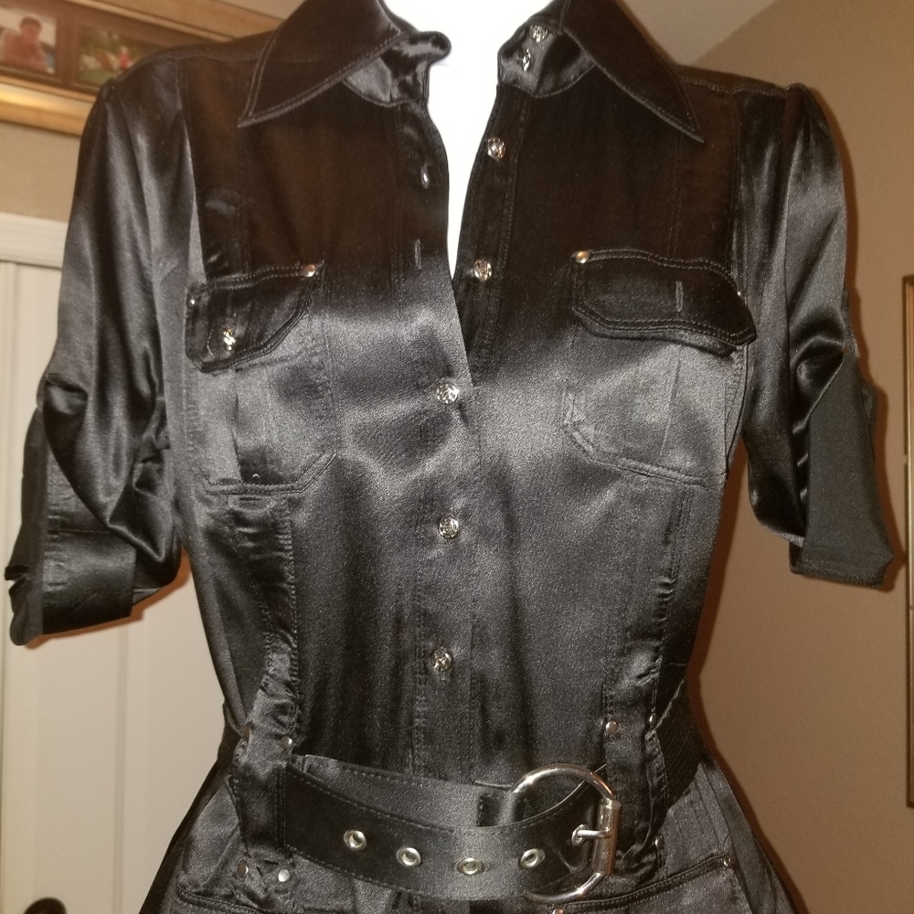 bebe black button down blouse